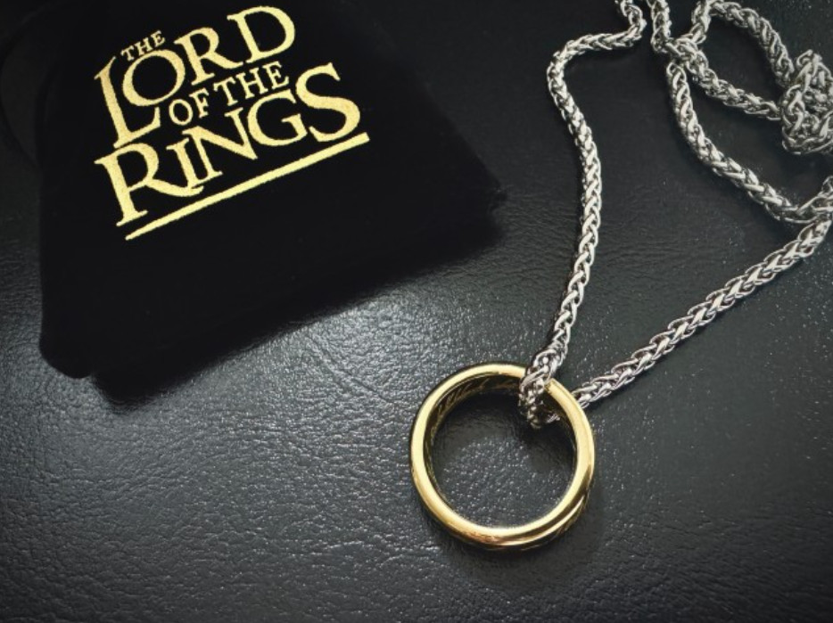 El Señor de los Anillos Collar de un anillo con cadena y bolsa - LOTR Películ...
