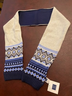 Winter Knit Scarf by Janie and Jack Blue Geometric Pattern Cotton Kids