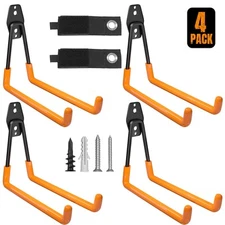 Garage Hooks Heavy Duty, 6 Pack Wall Mount Storage Hangers with Extension Cor...