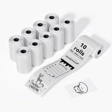 10 Rolls Transparent Mini Printer Thermal Sticker Paper, 53 x 28mm Self-Adhes...