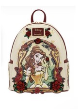 Disney Loungefly Beauty and The Beast Belle Portrait with Red Roses Backpack NWT