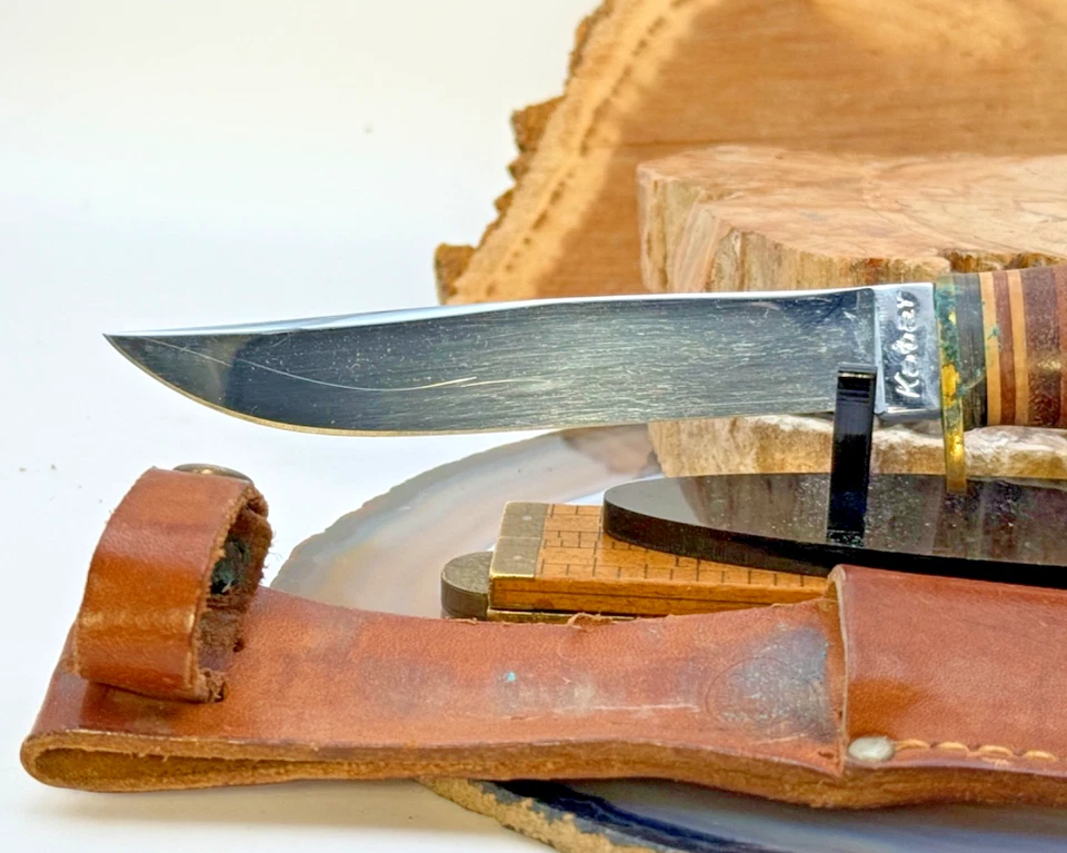 Vintage Kabar Fixed blade (1224?) Stacked Leather/Groove w/orig sheath--2392.25 - Image 4 of 4