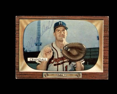 Del Crandall Signed Original 1955 Bowman Milwaukee Braves Autograph