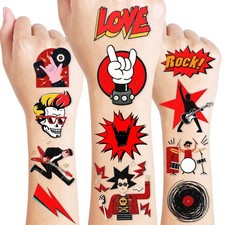 Rock And Roll Temporary Tattoos For Kids 96Pcs Music Themes Safe And Waterproof