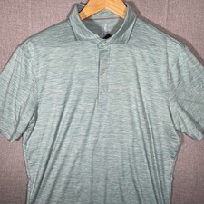 Johnnie O Featherweight Polo Shirt Mens M Teal Heather Stretch Golf Performance