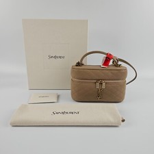 Saint Laurent Gaby Dark Toffee Leather Vanity Bag New And Authentic