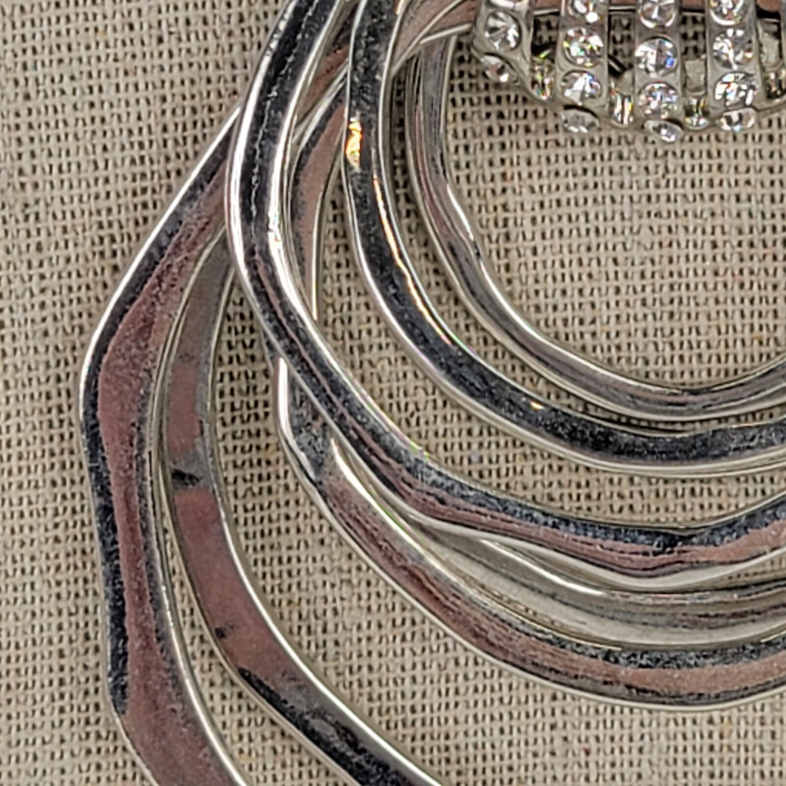 C1946 Silver-Tone Large Multi Circle Pendant Cord… - image 3