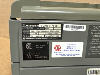 Mitsubishi FR-Z220-3.7K-UL FREQROL Z200 Inverter Drive 200-230V