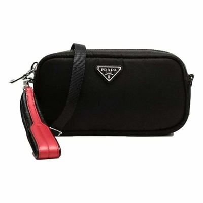 prada mini logo plaque crossbody bolsa