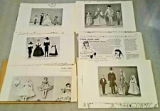 6 vintage Anita's doll family clothes patterns Western,Quaker, Cosak, Lincoln..