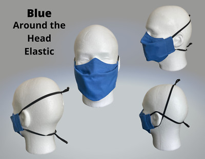 Around the head elastic breathable fabric facemask Blue, adjustable HOLIDAY SALE