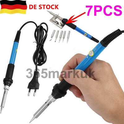 7er 60W 220V Elektrisch Lötkolben Lötspitzen Einstellbare Temperatur Lötwerkzeug