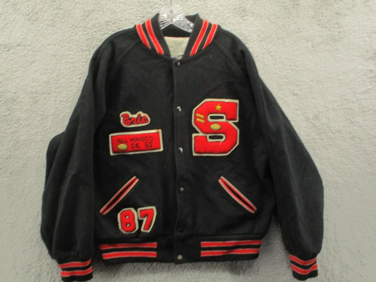 Vintage 80s TM Athletic Varsity Jacket Custom Made Wool Patches Mens Size  48