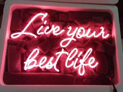 14''x10'' Live Your Best Life Pink Neon Sign Acrylic Light Lamp Wall Decor ZS801