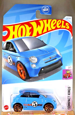 2024 Hot Wheels #22 Compact Kings 2/5 FIAT 500e Blue Variant w/Gold J5 Spokes