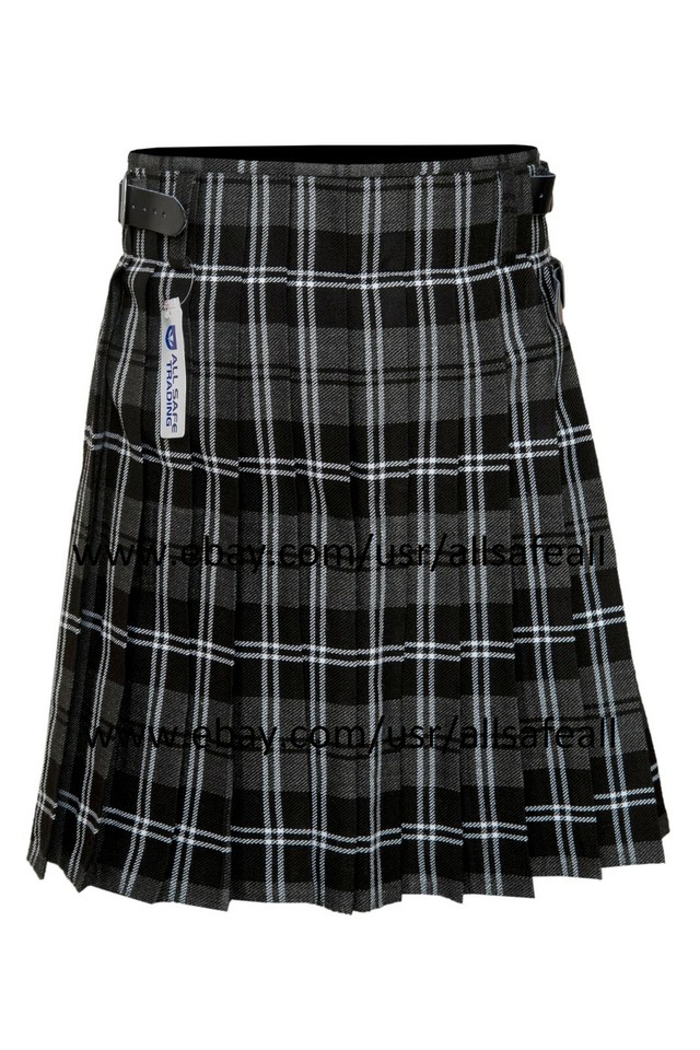 Men's 5 Yard Scottish Tartan Kilt – Highland Grey Casual Kilt, Size 40