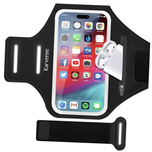 Karvense M Black-A Running Phone Holder for iPhone Pro & Galaxy S up to 6.2 Inches