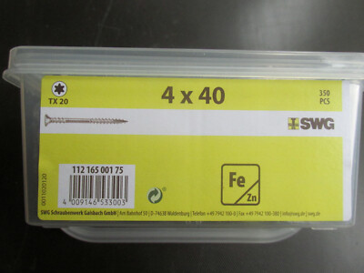 Marken Verlegeschraube TX 20 VZ 4,0x40mm SK Fräsrippe 350Stück  / ContiAkt24
