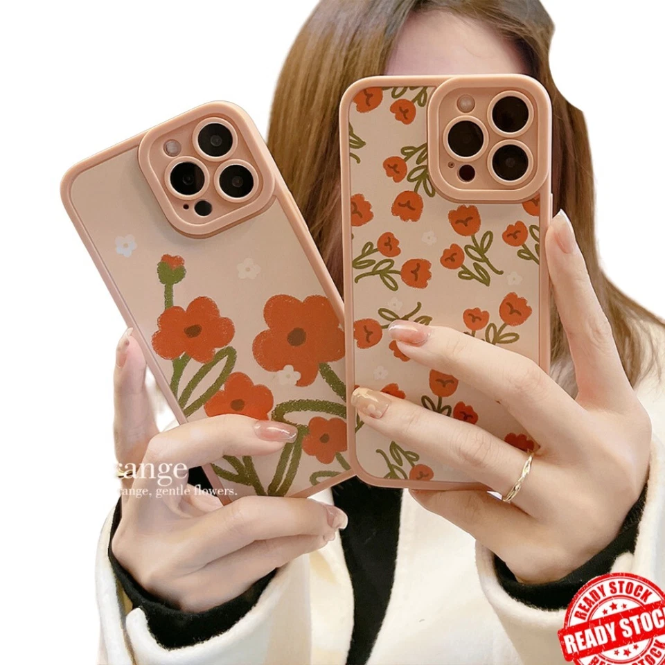 Casing iPhone Cute Orange Blossom Flower iPhone Case 14 Pro Max 13 12 Casing - Image 3 of 4