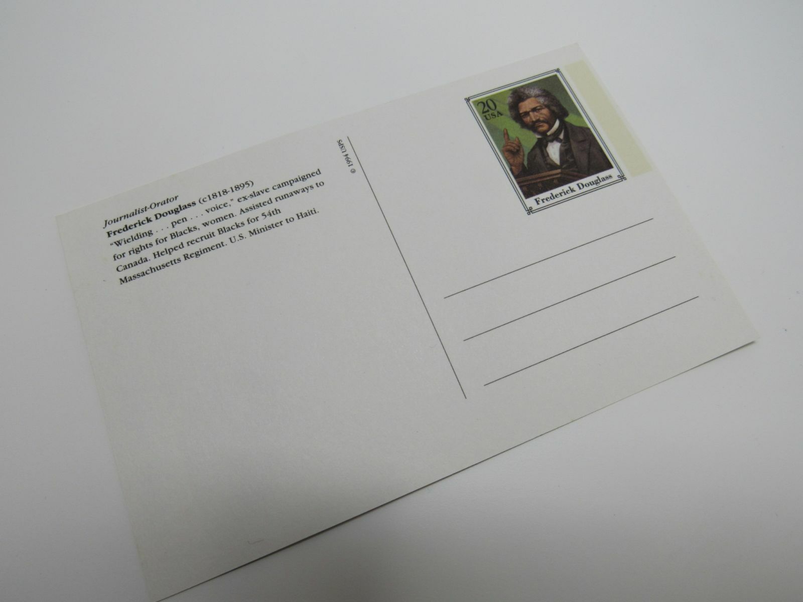 USPS Scott UX207 20c Frederick Douglass Mint Never Hinged/MNH Postal Card