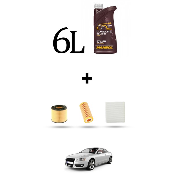 Hoffcar Set Service 4 Filter Und 6L ÖL FüR Audi A5 (F53, F5P, F5A, F5F) 45 Tfsi-image