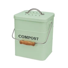 Stainless Steel Compost Bin for Kitchen Countertop 1 Gallon Trash Can -Includes