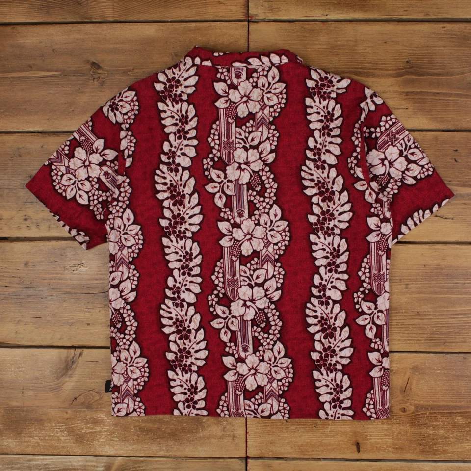 Camisa Hawaiana Vintage ODO Botón XL 90s Floral Hibisco Para Hombres Manga Corta Roja Foto 2 de 4