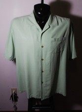 TOMMY BAHAMA Green 100 Silk Short Sleeve Shirt Men's Size XL