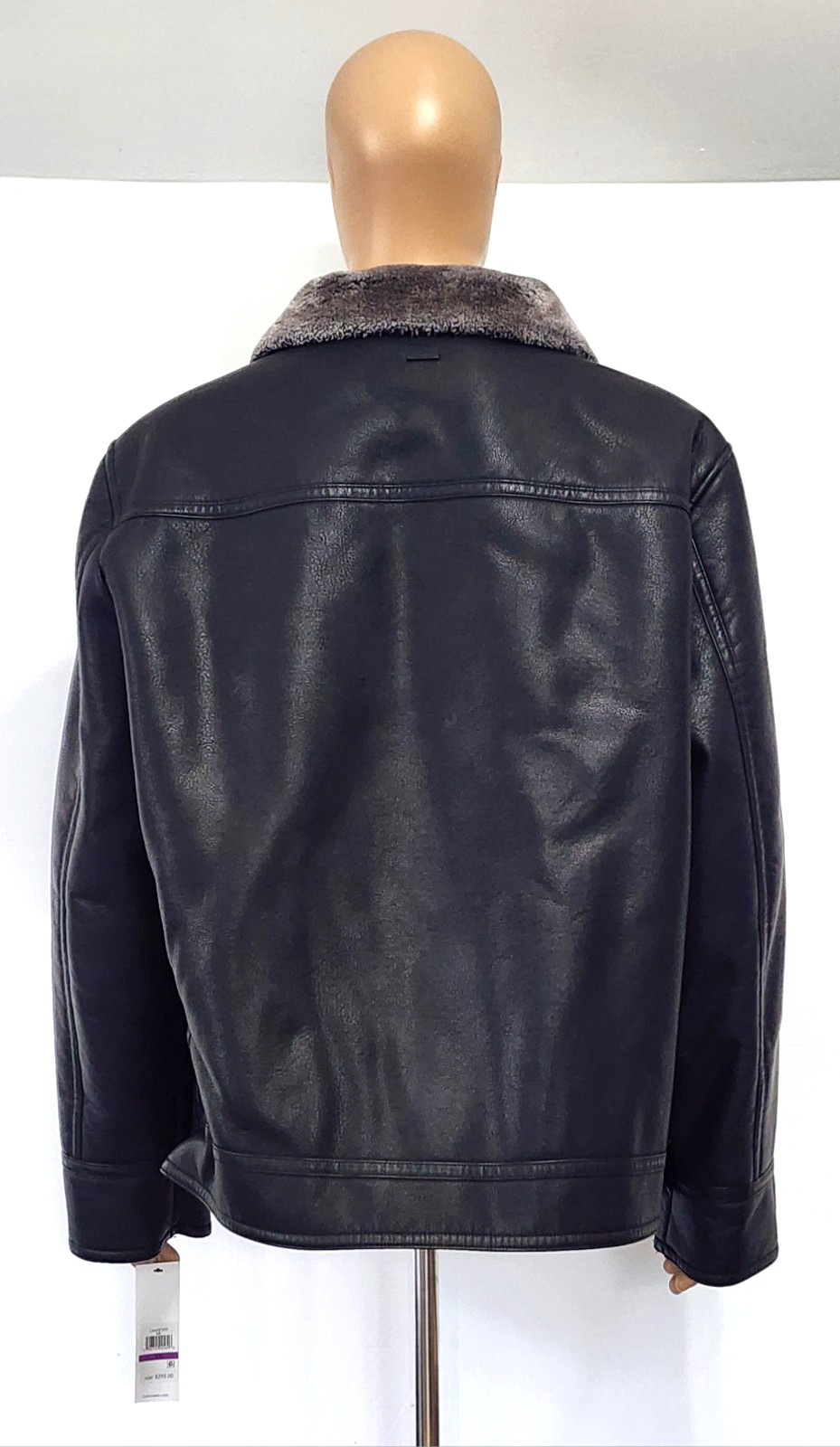 Calvin Klein Aviator Faux Leather/Fur Sherpa Lining Full Zip Jacket Mens 2X-L image 5