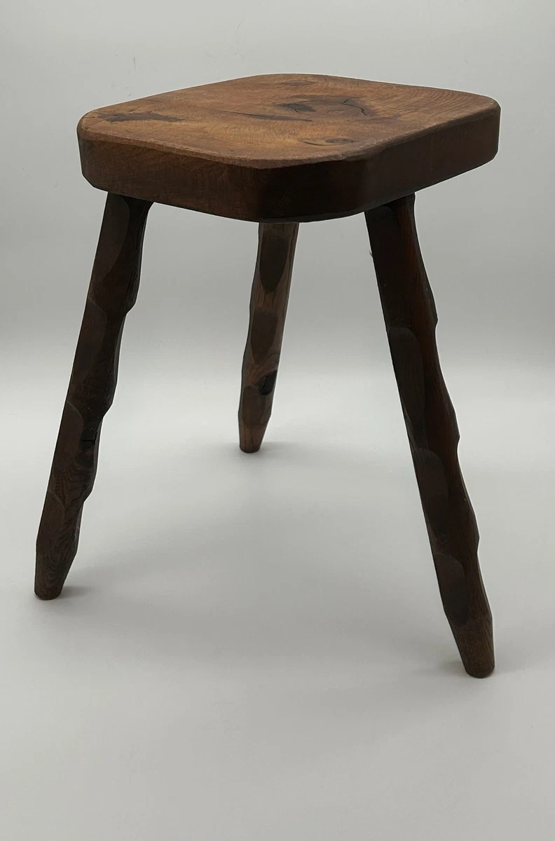 Ancien tabouret d'atelier en teck birman Vintage/Vintage Naturel Bois/Bois - Vendu