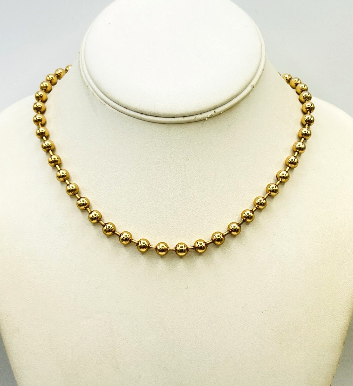 Two Silver Gold Tone Stackable Ball Bead Necklaces - image 7