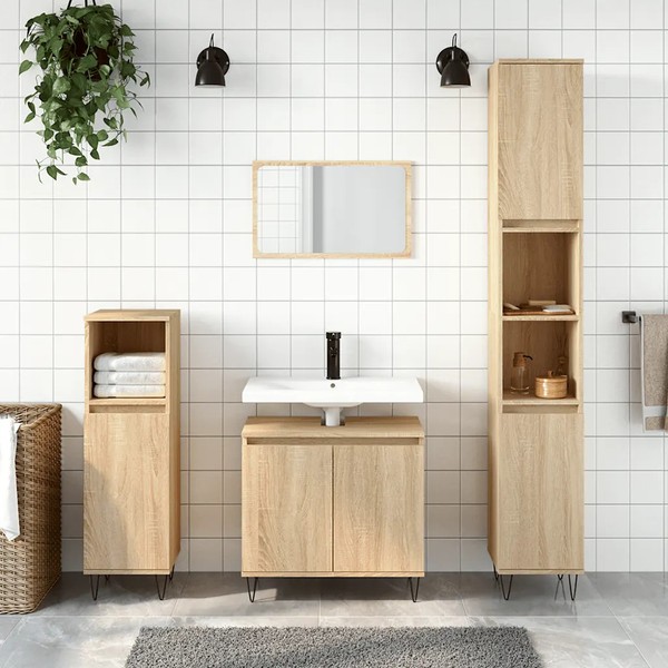 Badschrank Sonoma-Eiche Holzwerkstoff 58X33X60 Cm Badezimmer-image