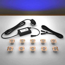 10 x 30mm Copper Lights SQUARE Decking/Plinth/Kickboard/Recessed/Kitchen - BLUE
