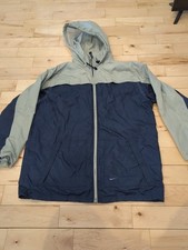 Vintage Y2K Nike Two Tone Blue Grey Windbreaker Hideaway Hood Zip Up Sz Large
