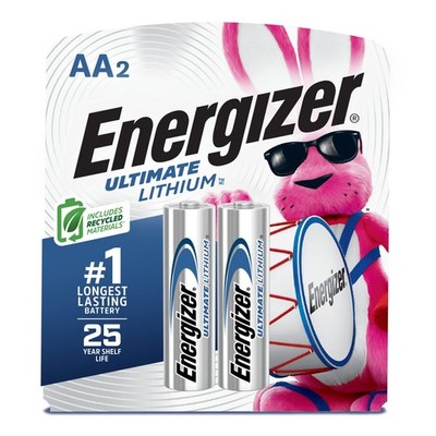 Energizer Ultimate Lithium AA Batteries (2 2 Count (Pack of 1), Multicolor 