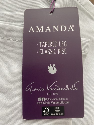 Gray/Silverlight Jeans Pants By Gloria Vanderbilt Amanda 22W Short NWT ...