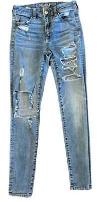 American Eagle Super Stretch X Jeans Distressed Mid Rise Jegging Size 4