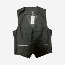 COOFANDY Black Solid Formal Vest Waistcoat with gray besom pockets, Size Men  s S