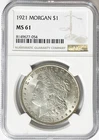 1921 $1 Morgan Silver Dollar MS61 NGC Uncirculated Philadelphia