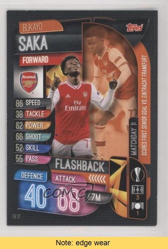 2019-20 Topps Flashback Bukayo Saka #FB17 Rookie RC READ i4v