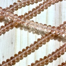 Czech Glass Rondelle Spacer Beads 4x7mm Light Peach pink tire/donut 42pcs J789