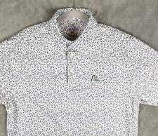 Rhoback Tennis Racket/Balls Polo Shirt Mens Small AOP Performance Golf