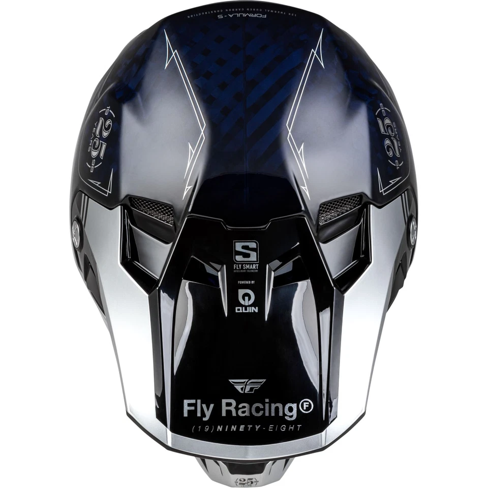 Fly Racing YTH MX-24 Formula S CRBN LGCY Helmet 2024 BLU CRBN/SLV LG 73-4448YL — 第 3/4 张图片