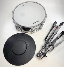 Vintage Ludwig Standard Snare Drum, Stand, Pad - Chrome Finish