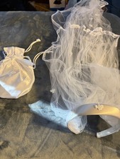 First Communion Girls Set Headband Veil Gloves Purse White Flower Girl Wedding