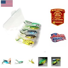 Vibrant Frog Fishing Lures - 5pc Weedless Soft Bait for Bass & Musky Fishing