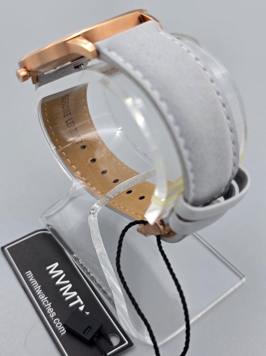 MVMT Marble Dial Watch Cream Leather Strap Minimalist Watch w/ Box MVMT White Face / Tan Leather Watch Unboxing - YouTube main image 4