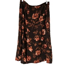 Womens Vtg Forest Fairy Skirt Chocolate Brown Midi Dark Floral 14P Grunge Boho