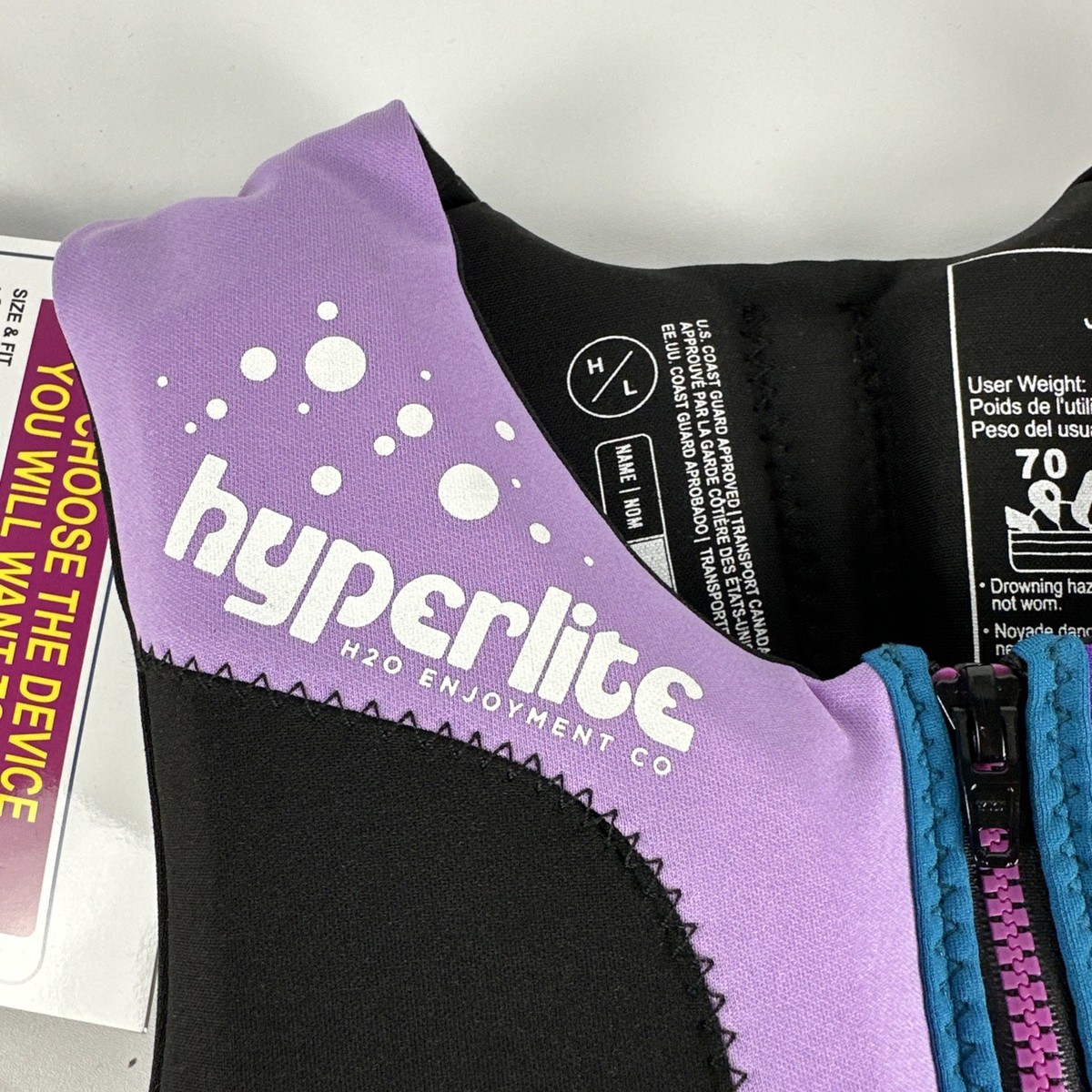 Hyperlite Youth Life Vest, USCG Approved (55-88 lbs) Purple Black