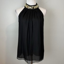 Milly New York Black Chiffon Blouse Size 8 Je...
